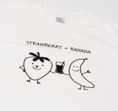 白地の淡色綿Tシャツ | 顔料インク 黒色